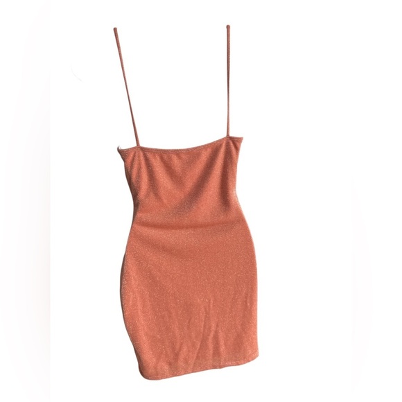 GLARE Coral‎ Gold Sparkly Party Mini Dress Size Medium - Picture 2 of 7